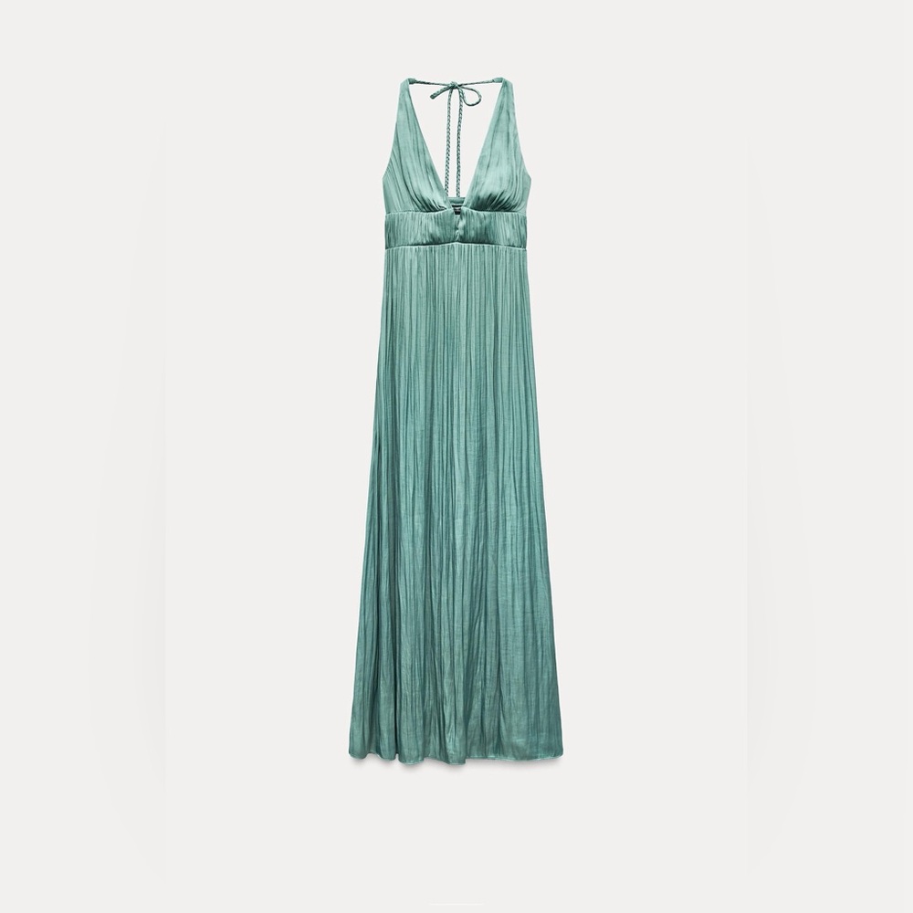 BRAND NEW WITH TAGS Zara Satin Grecian Style Dress with plunge neckline